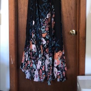 Black wild flower free people halter dress maxi